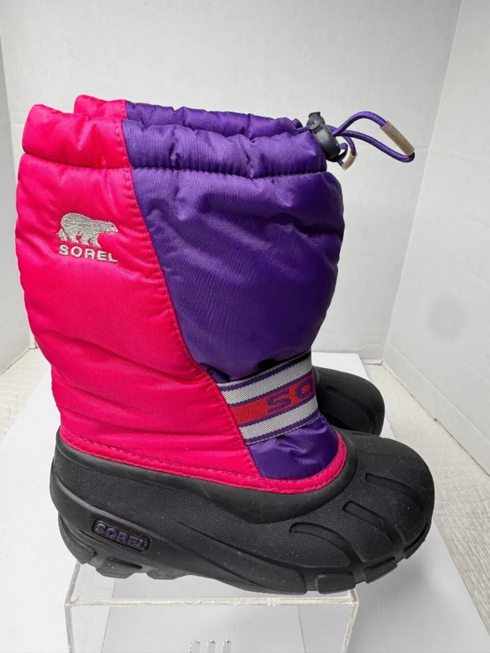 Sorel Flurry Youth Girls SZ 3 Purple Pink Lined Snow Winter Sledding Boots